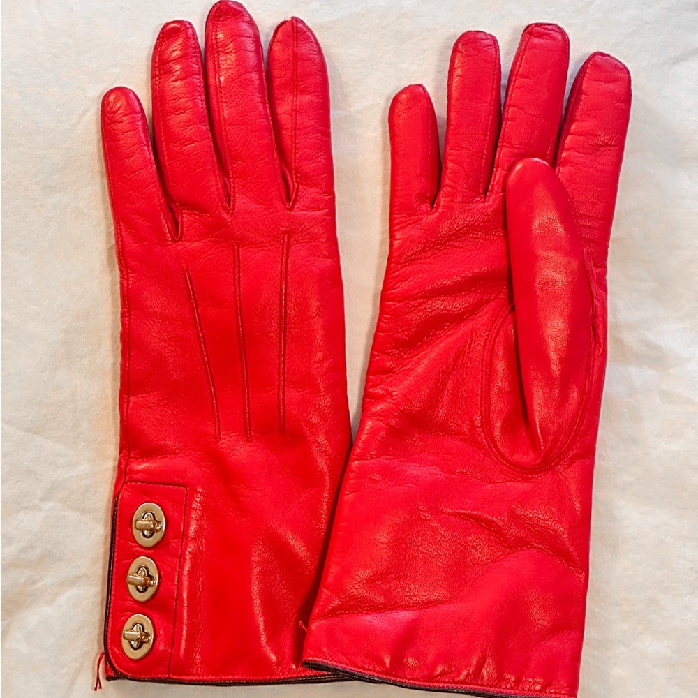 Coach Leather Cashmere Lined Gloves
